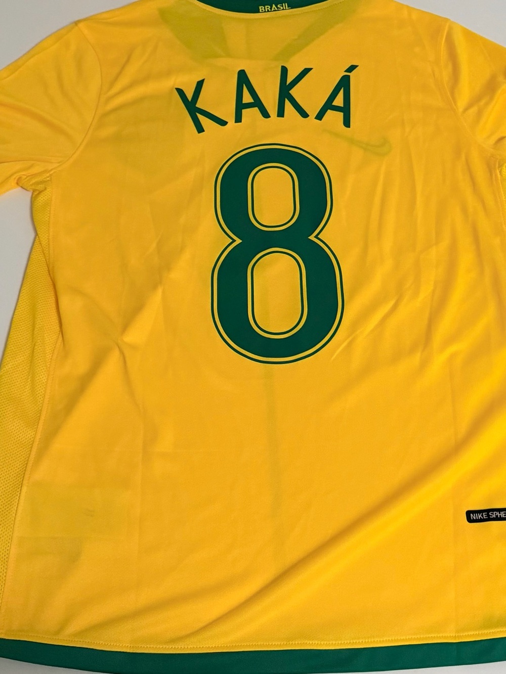 Nike Brazil Kaka #8 Men's Yellow Soccer Jersey